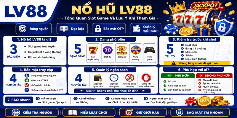 Nổ Hũ LV88 – Tổng Quan Slot Game Và Lưu Ý Khi Tham Gia