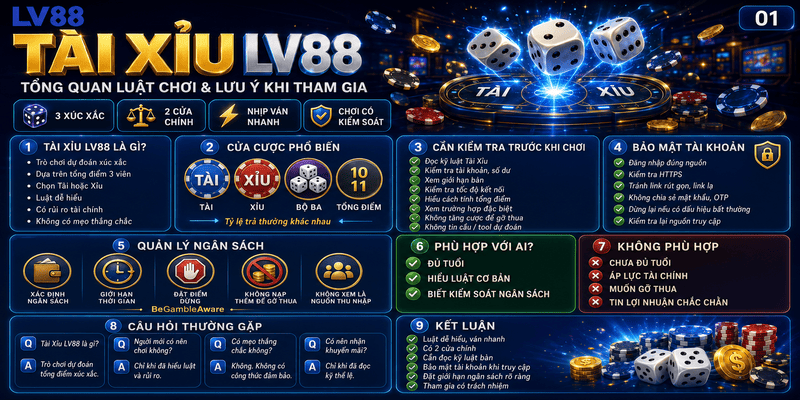 Tài Xỉu LV88 – Tổng Quan Luật Chơi Và Lưu Ý Khi Tham Gia